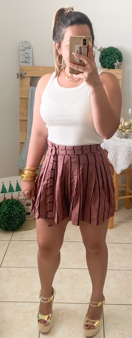 Plum Stripes Short