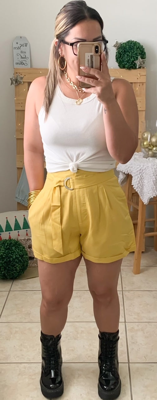 Yellow High Waist Short