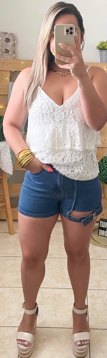 High Waist Buckle Short