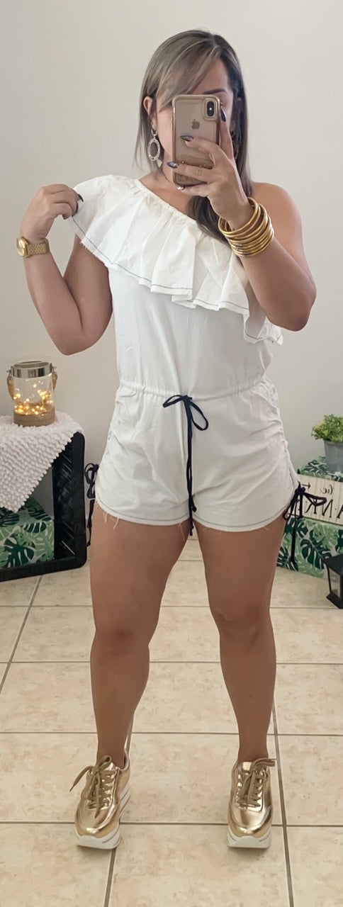 White/Navy Romper