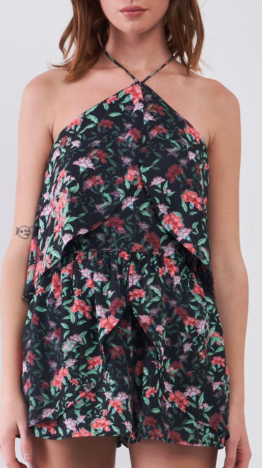 Black Floral Romper