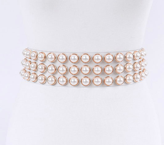 Clear Gold Pearl Belt