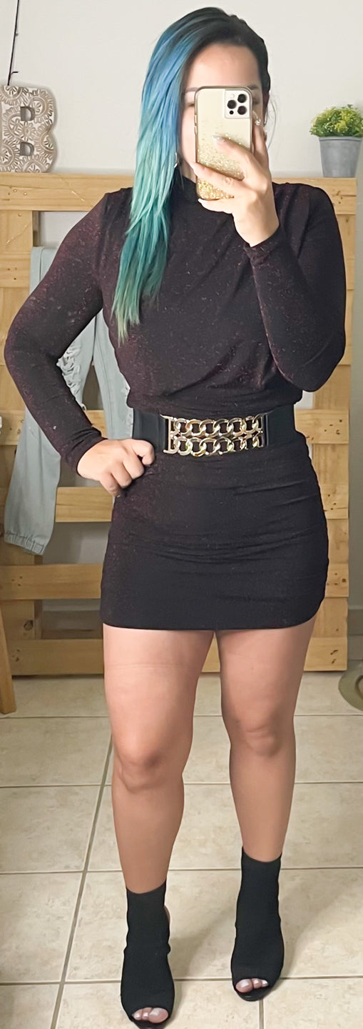 Red Glitter Mini Dress